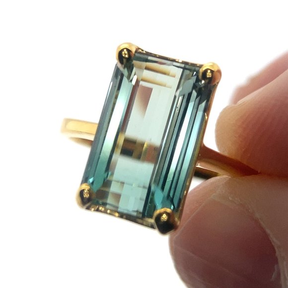 Bi Color Tourmaline 4.05ct Solid 14K Yellow Gold Ring - Picture 1 of 6